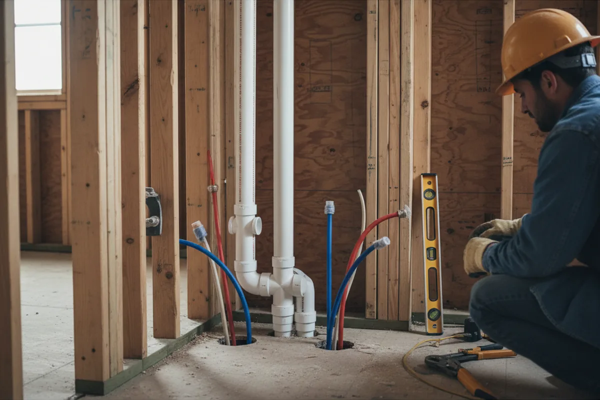 Drain and supply rough-in during Sump Pump Repair in Byesville
