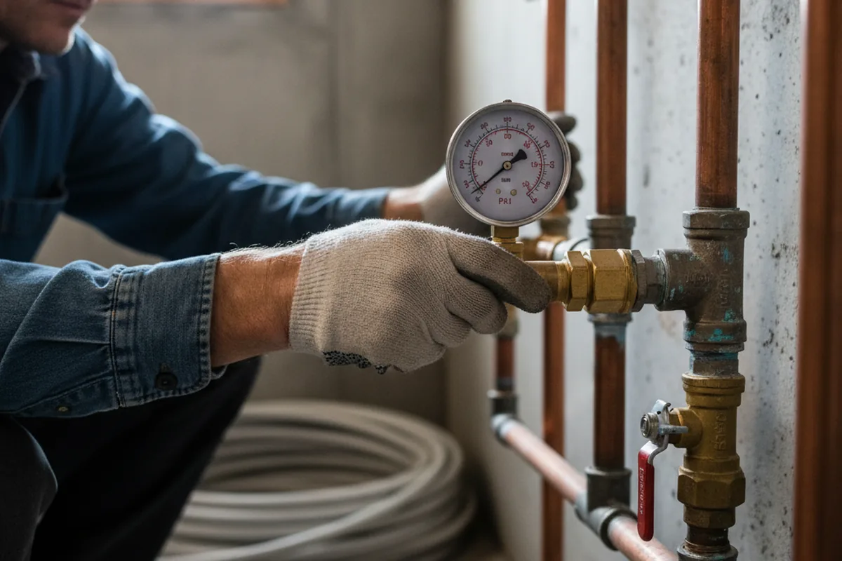 Pressure testing a repaired line during Water Line Repair in Byesville